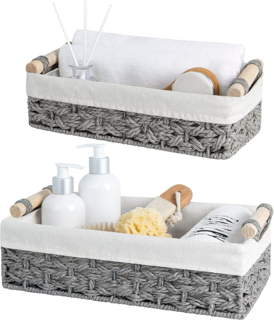 Small Wicker Baskets for Organizing with Natural Fiber Liner