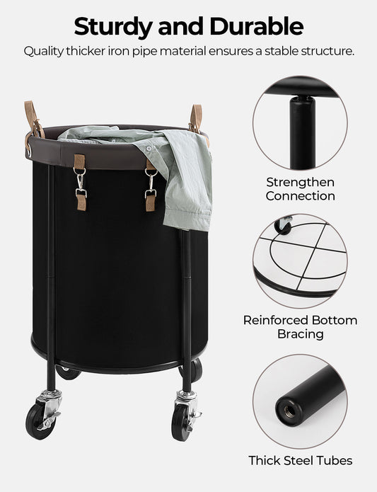 Rolling Laundry Basket, Clothes Hamper with Wheels, 1-Pack